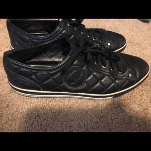CHANEL black quilted tennis shoes